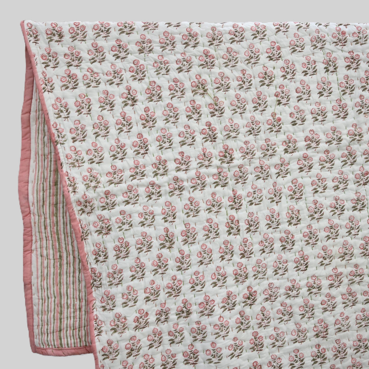 Asher Floral Hand Block Printed Quilt