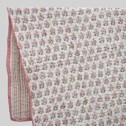 Asher Floral Hand Block Printed Quilt