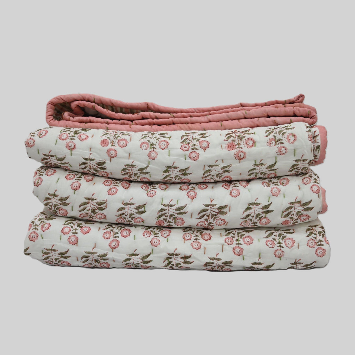 Asher Floral Hand Block Printed Quilt