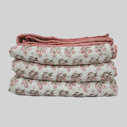 Asher Floral Hand Block Printed Quilt