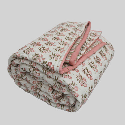 Asher Floral Hand Block Printed Quilt