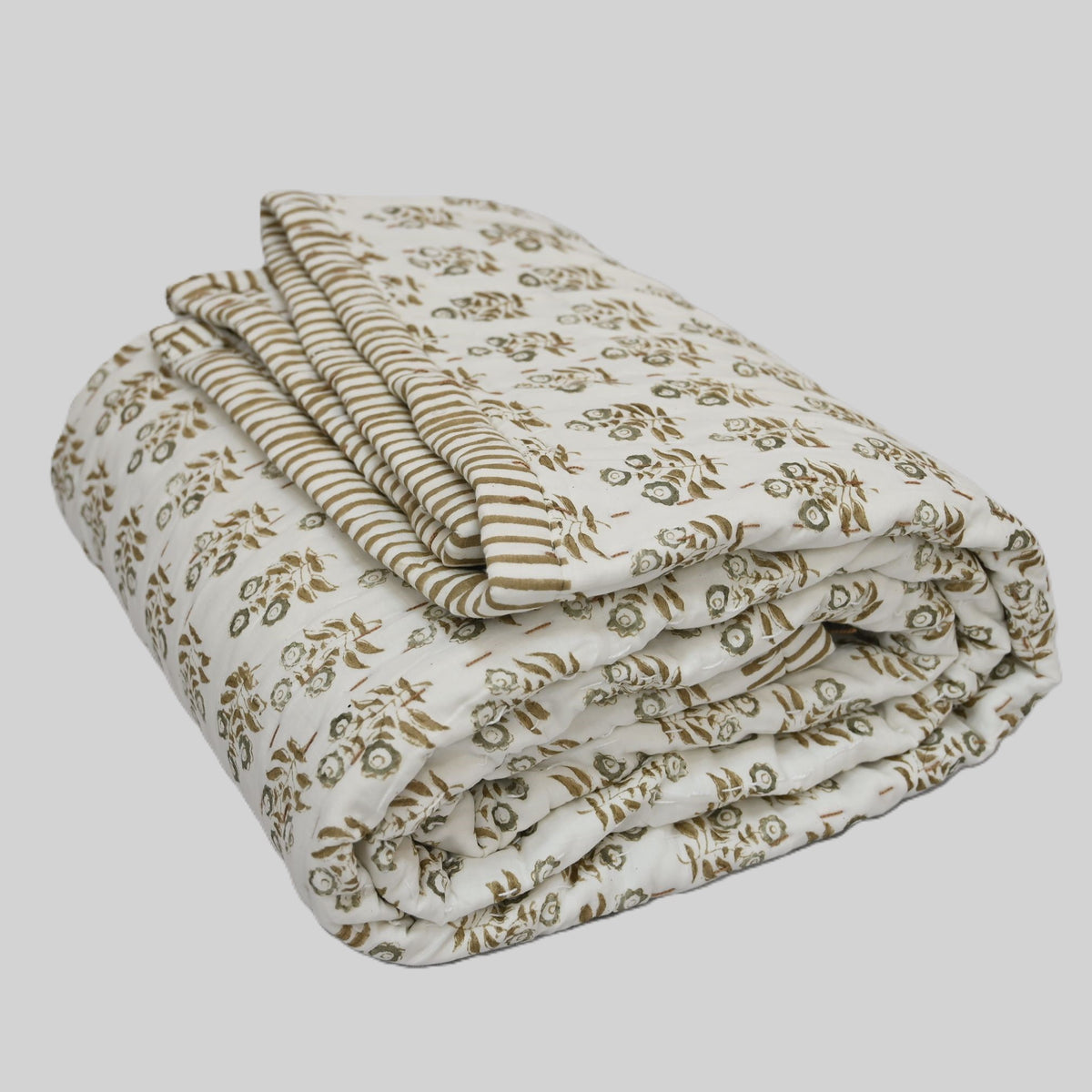 Asher Floral Hand Block Printed Quilt