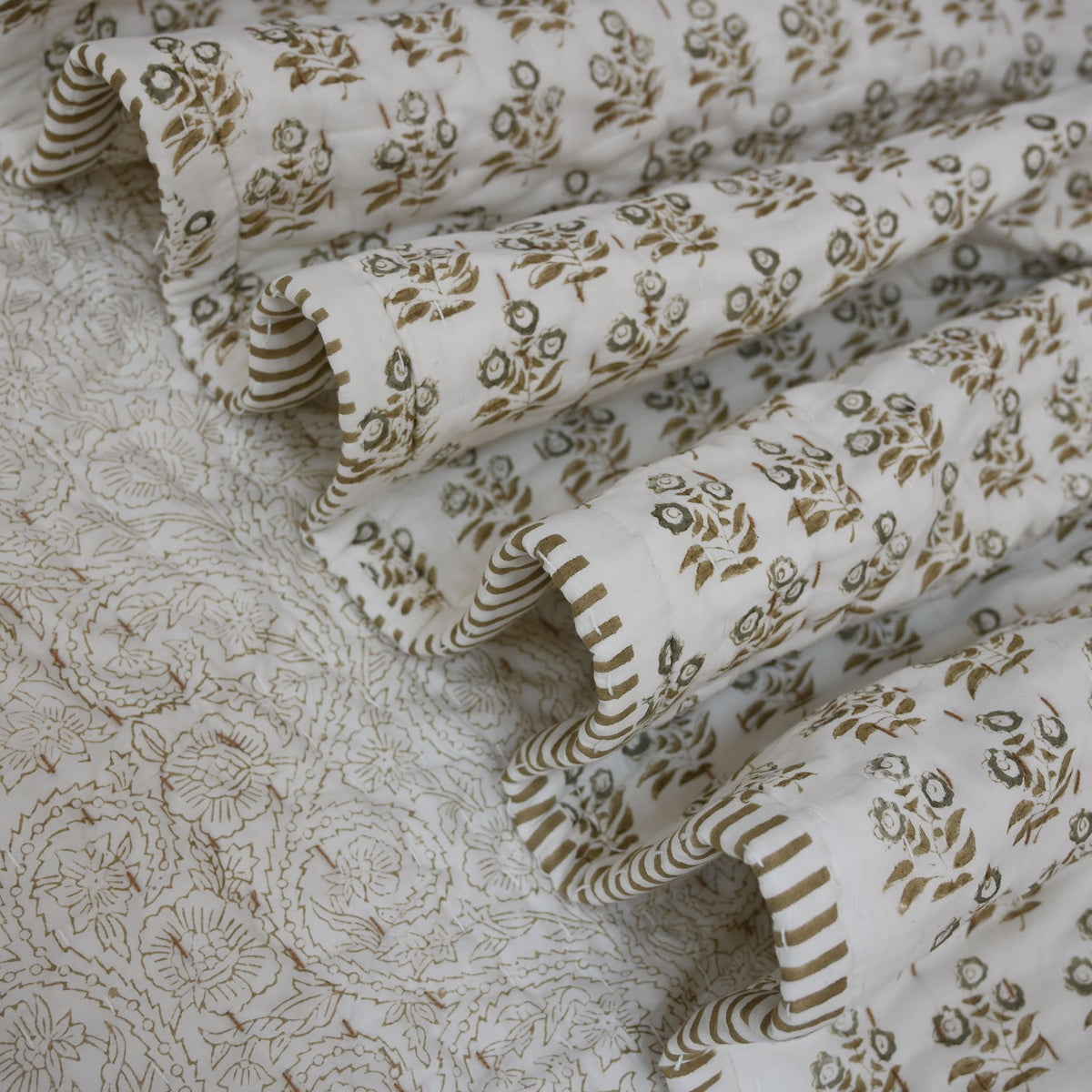 Asher Floral Hand Block Printed Quilt