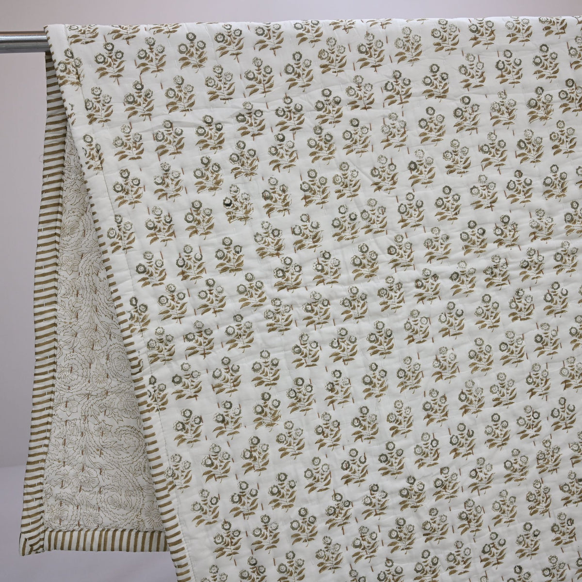 Asher Floral Hand Block Printed Quilt