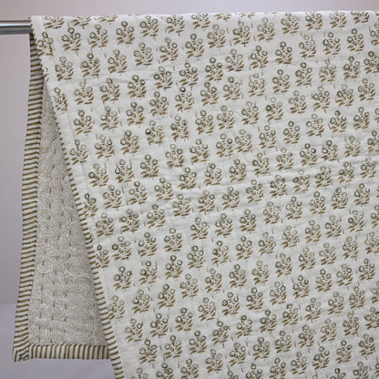 Asher Floral Hand Block Printed Quilt