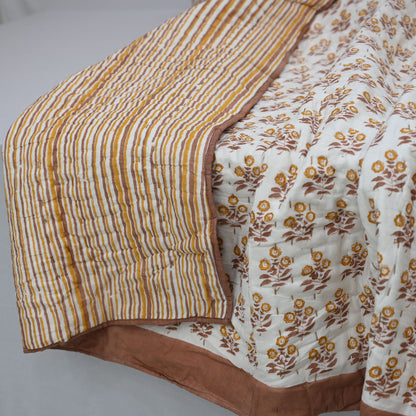 Asher Floral Hand Block Printed Quilt