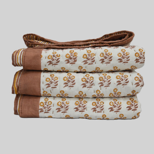 Asher Floral Hand Block Printed Quilt