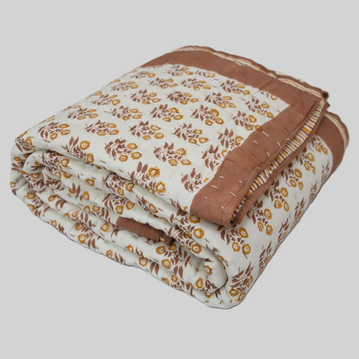 Asher Floral Hand Block Printed Quilt