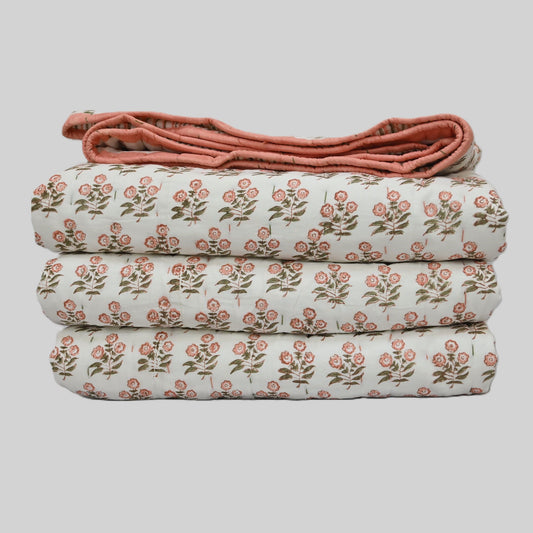 Asher Floral Hand Block Printe Quilt