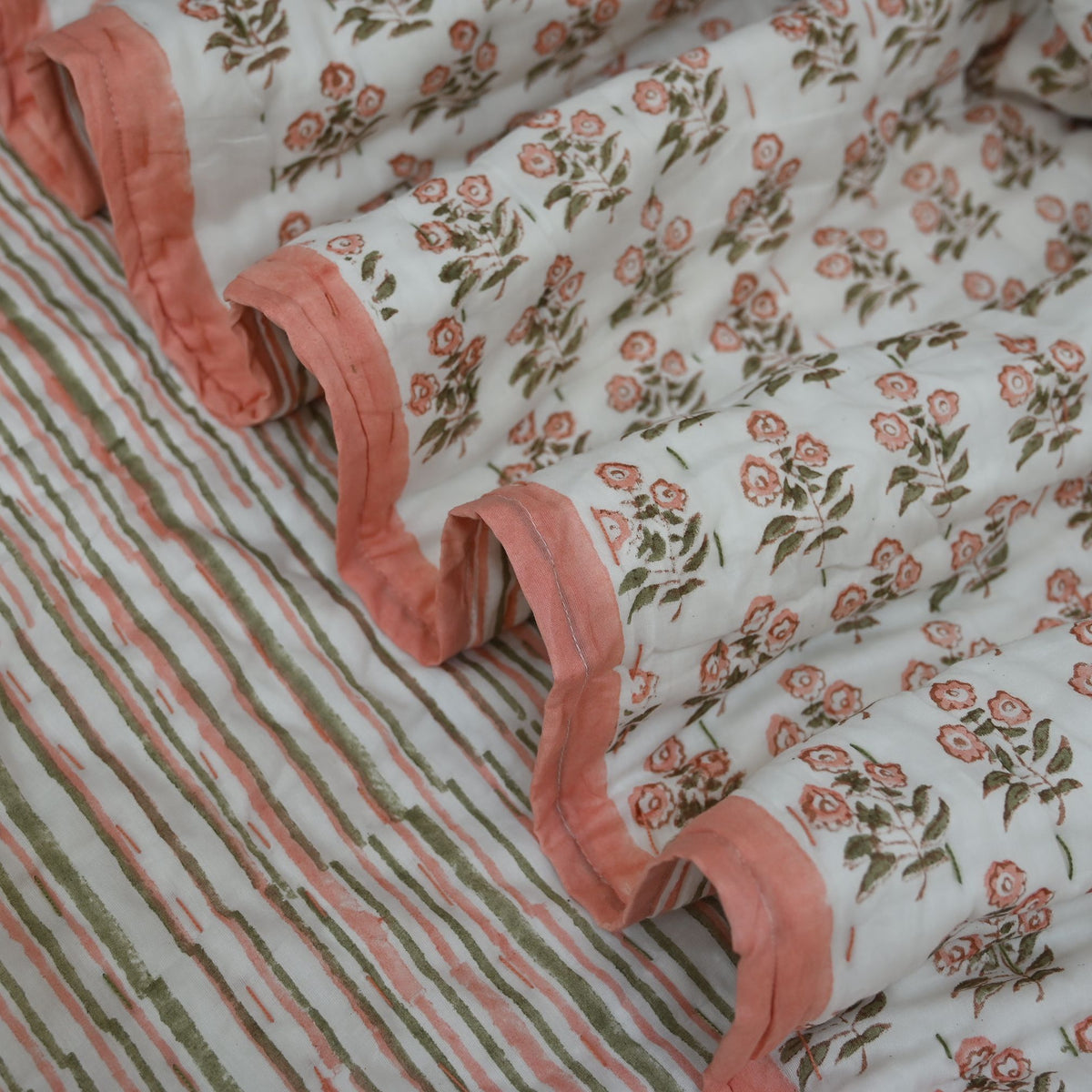 Asher Floral Hand Block Printe Quilt