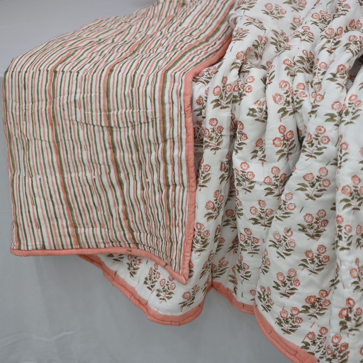Asher Floral Hand Block Printe Quilt