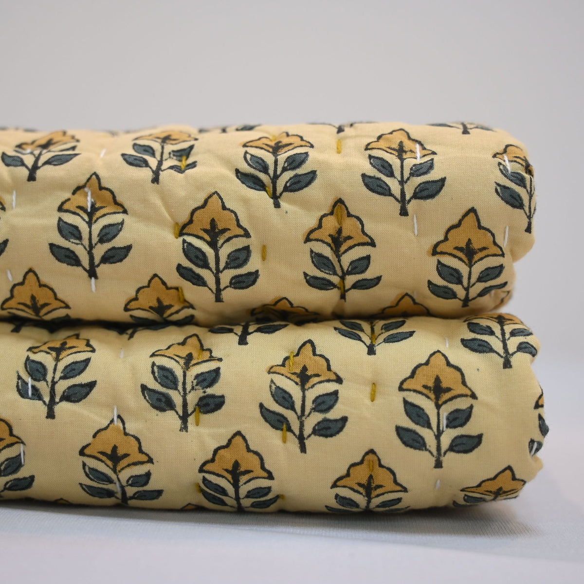 Vespera Floral Hand Block Printed Quilt