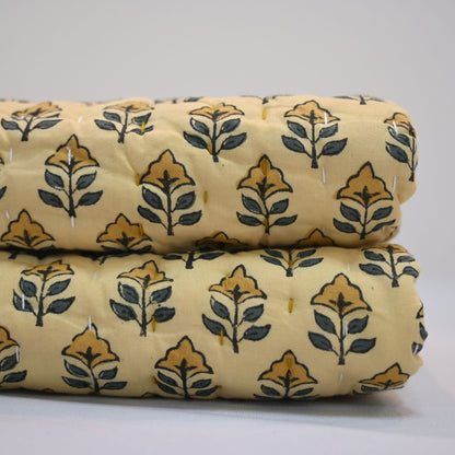 Vespera Floral Hand Block Printed Quilt