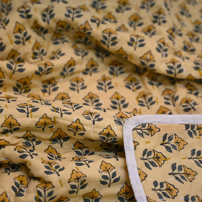 Vespera Floral Hand Block Printed Quilt