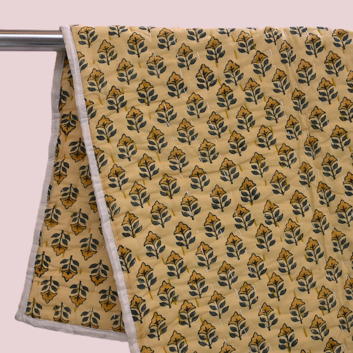 Vespera Floral Hand Block Printed Quilt