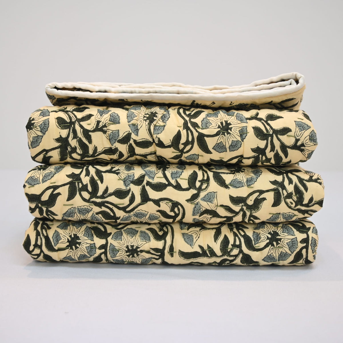 Valrah Floral Hand Block Printed Quilt