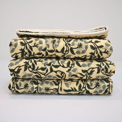 Valrah Floral Hand Block Printed Quilt