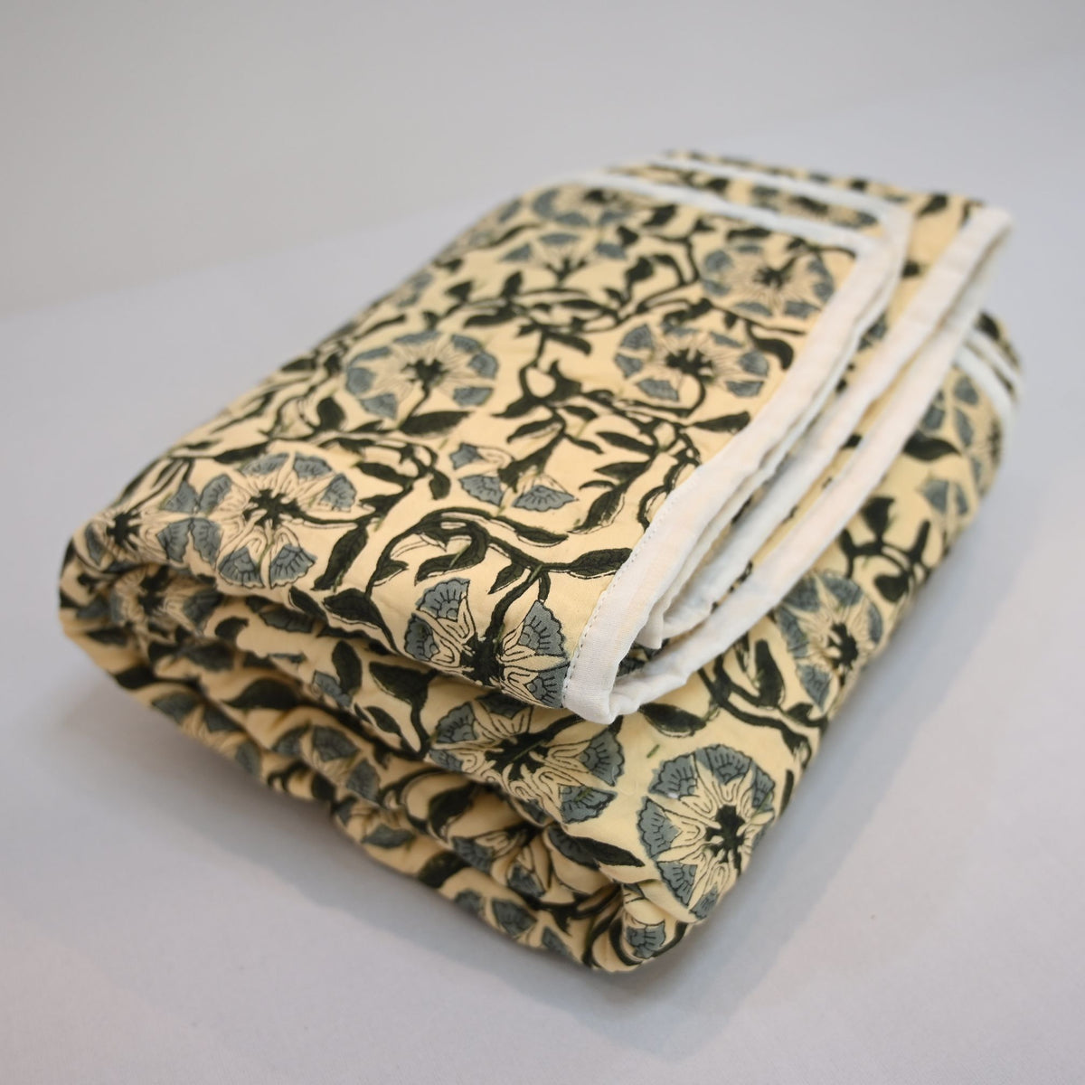 Valrah Floral Hand Block Printed Quilt