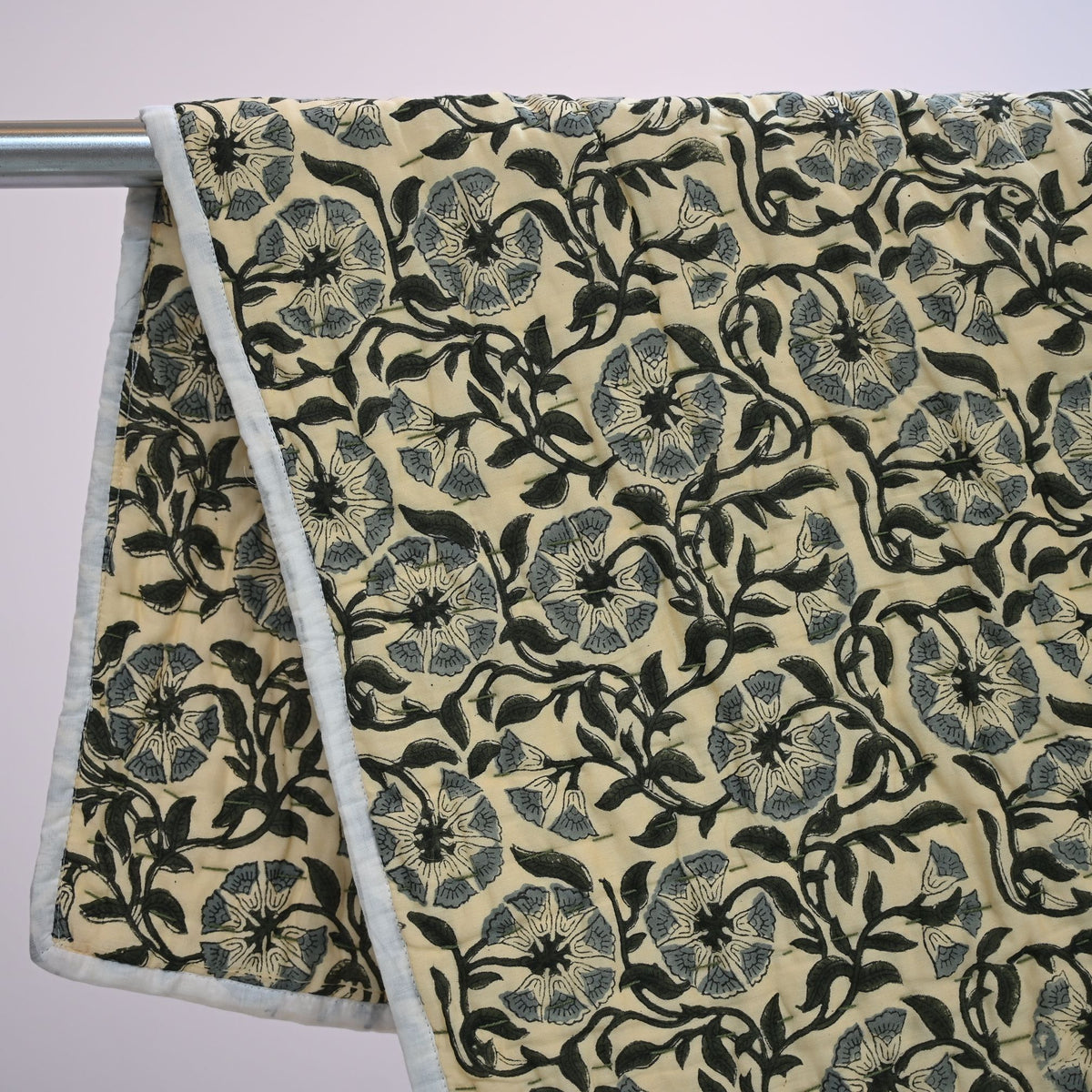 Valrah Floral Hand Block Printed Quilt