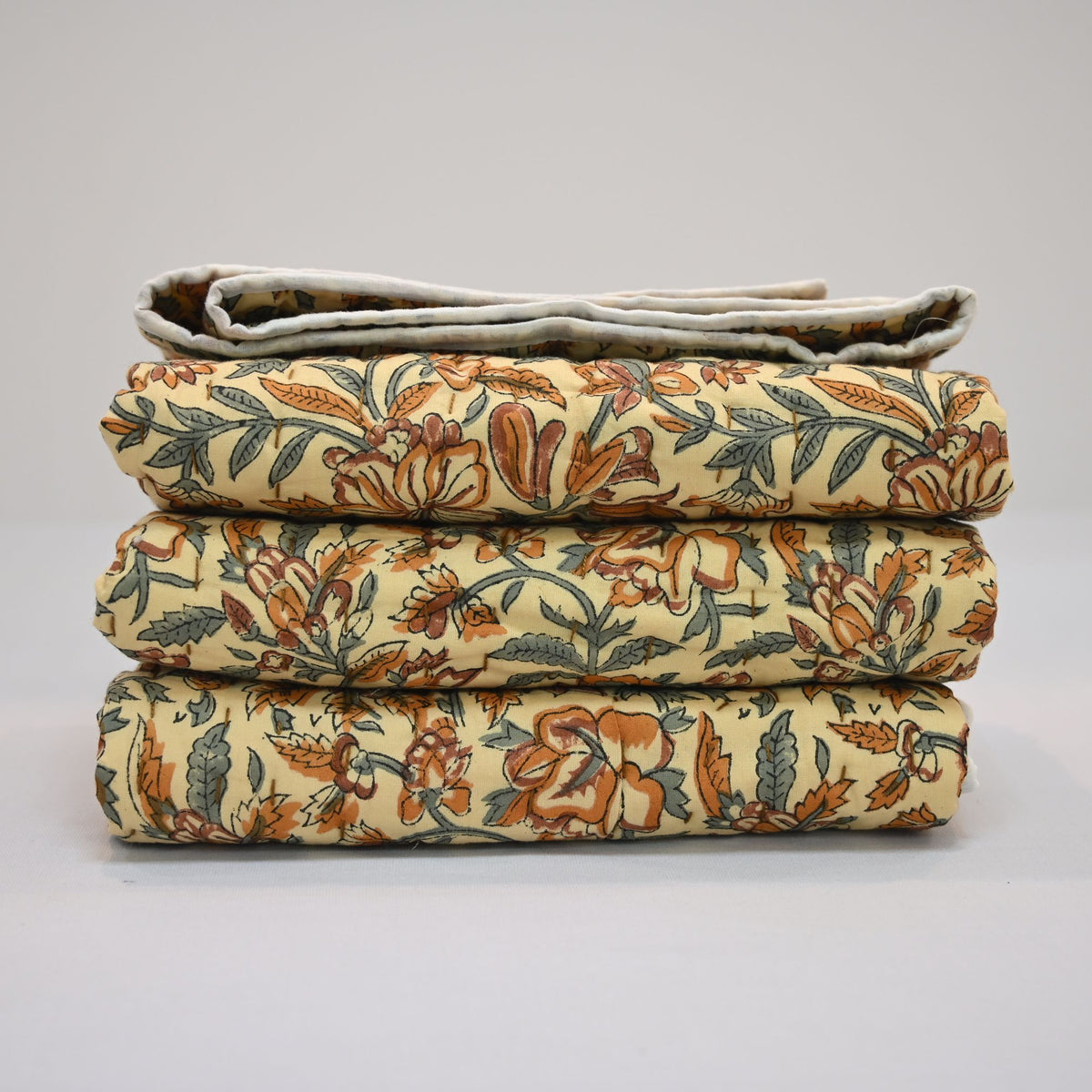 Dallor Floral Hand Block Printed Quilt