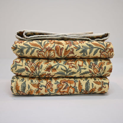 Dallor Floral Hand Block Printed Quilt