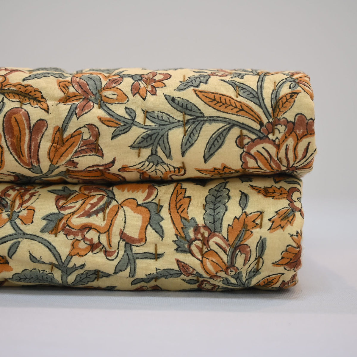 Dallor Floral Hand Block Printed Quilt