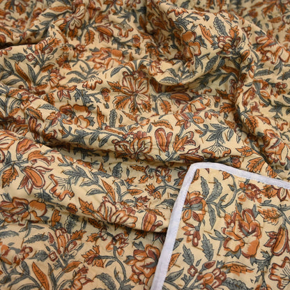 Dallor Floral Hand Block Printed Quilt