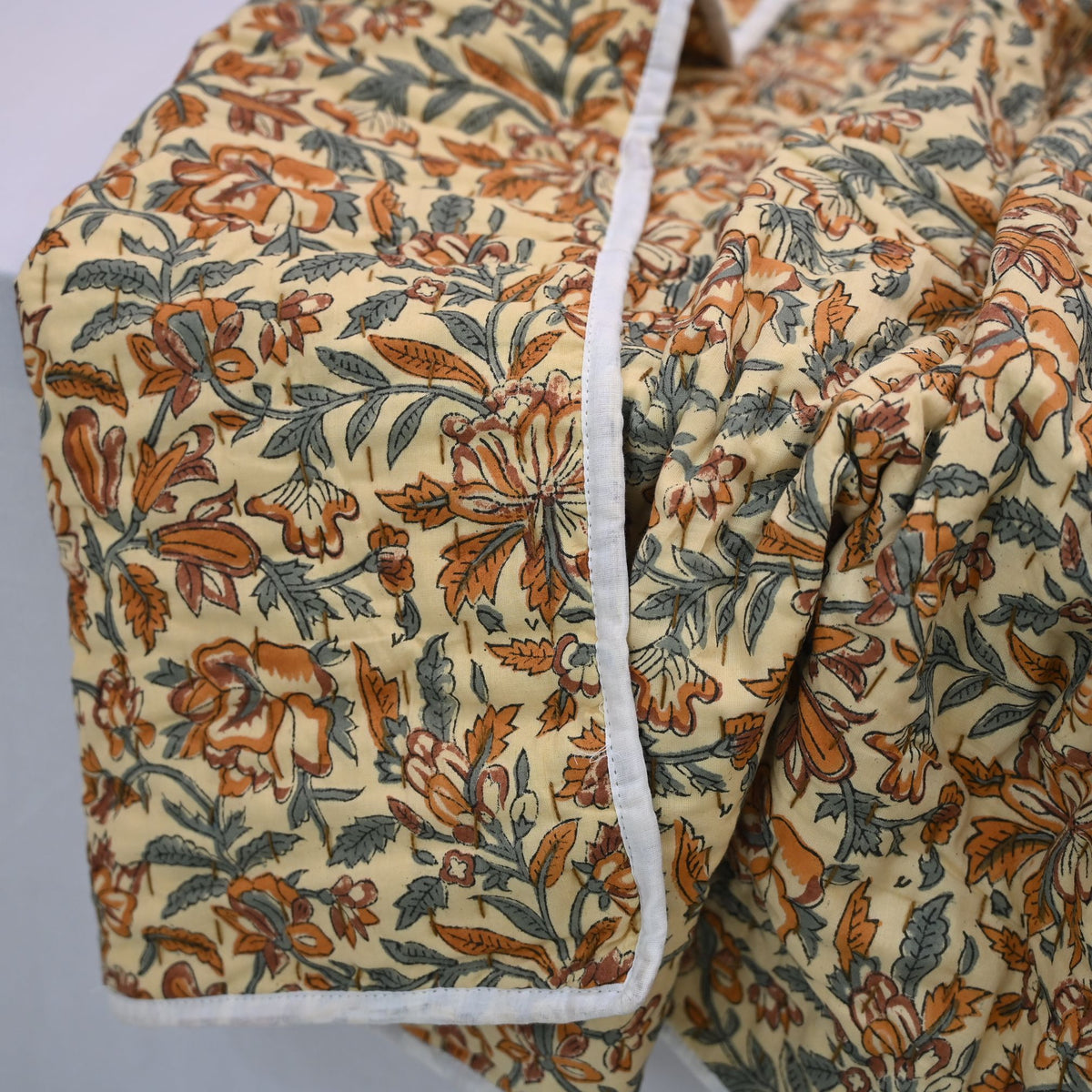 Dallor Floral Hand Block Printed Quilt