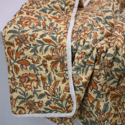 Dallor Floral Hand Block Printed Quilt