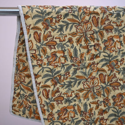 Dallor Floral Hand Block Printed Quilt