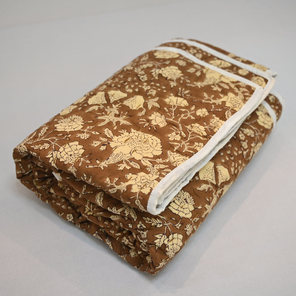 Aidyl Floral Hand Block Printed Quilt