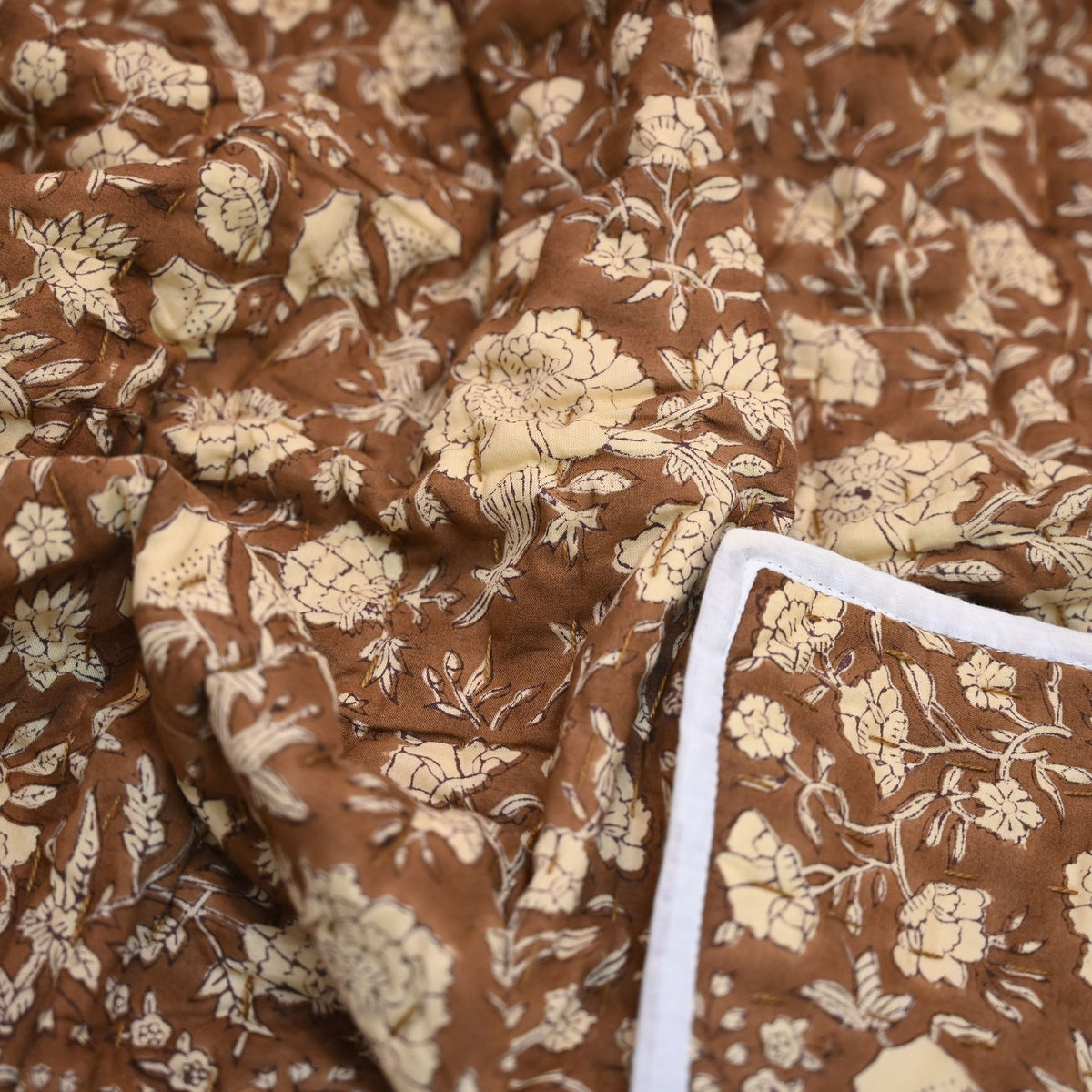 Aidyl Floral Hand Block Printed Quilt