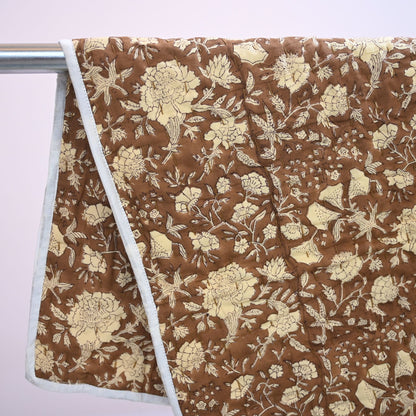 Aidyl Floral Hand Block Printed Quilt