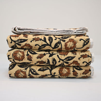 Varlor Floral Hand Block Printed Quilt