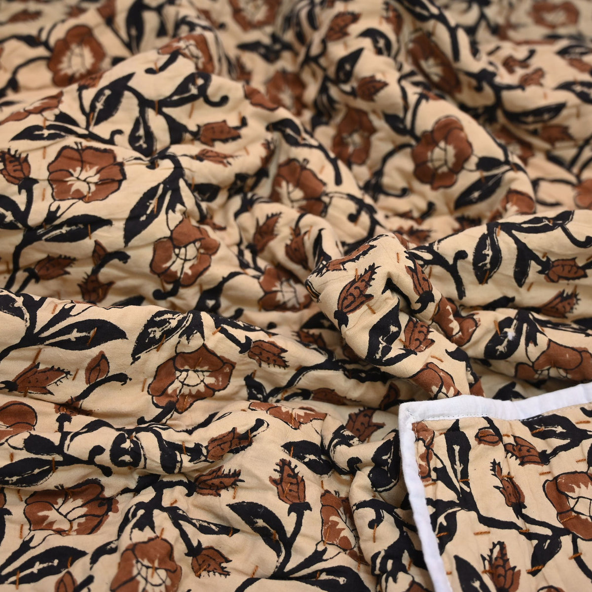 Varlor Floral Hand Block Printed Quilt