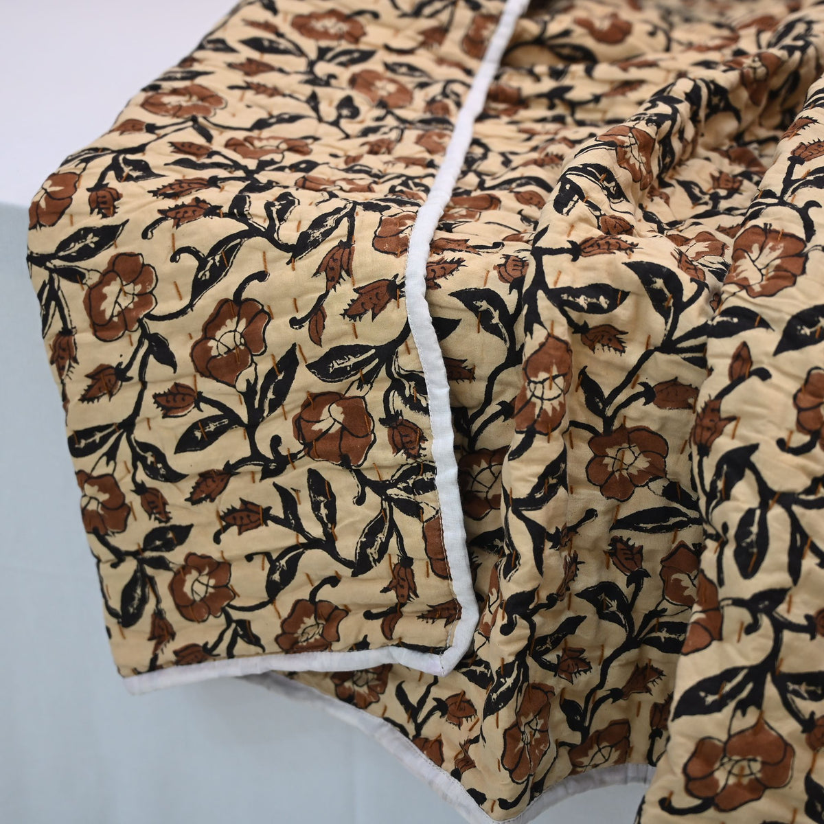 Varlor Floral Hand Block Printed Quilt