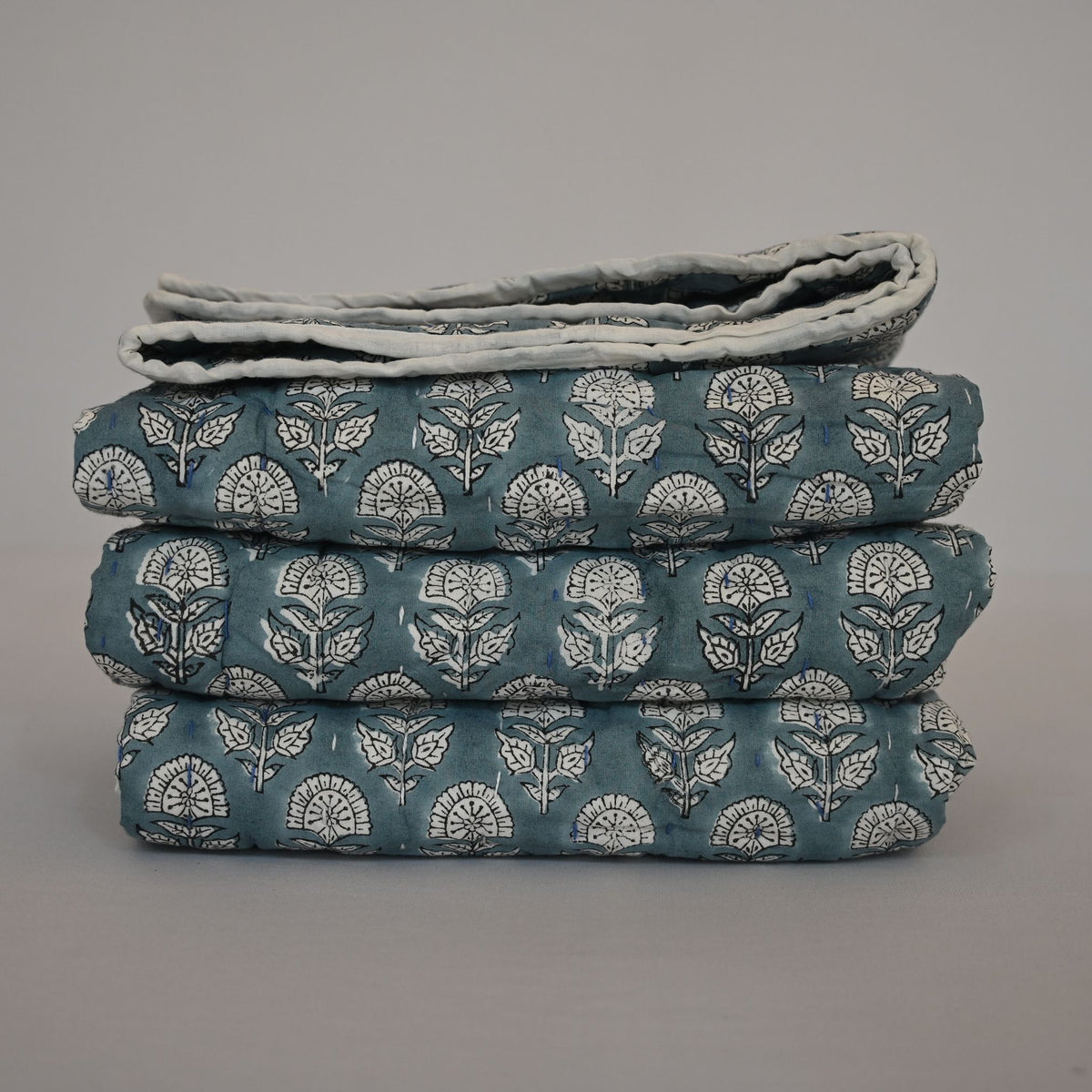 Corran Floral Hand Block Printed Quilt
