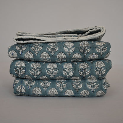 Corran Floral Hand Block Printed Quilt