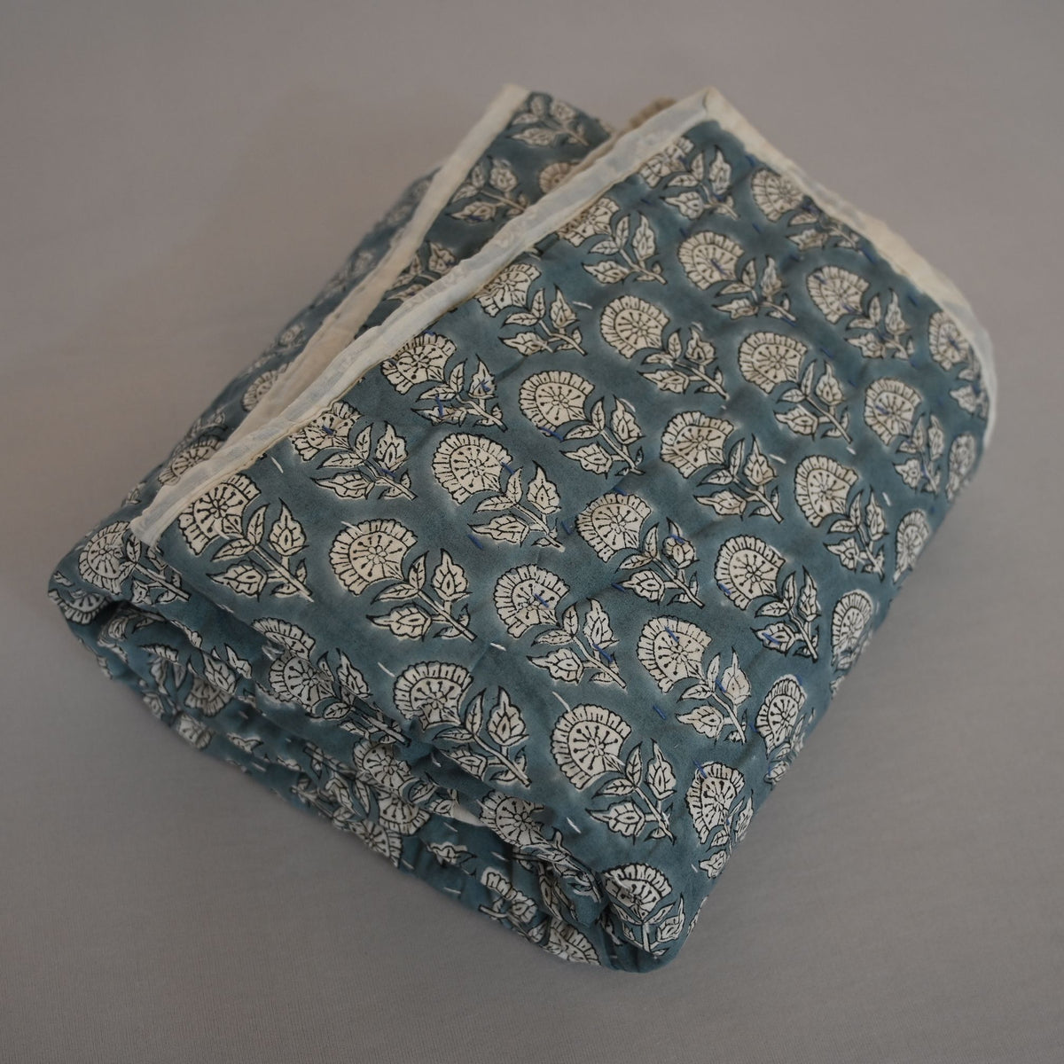 Corran Floral Hand Block Printed Quilt