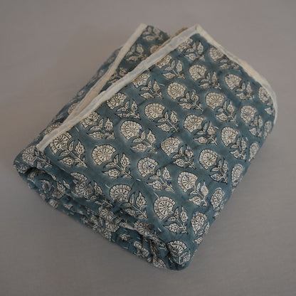 Corran Floral Hand Block Printed Quilt