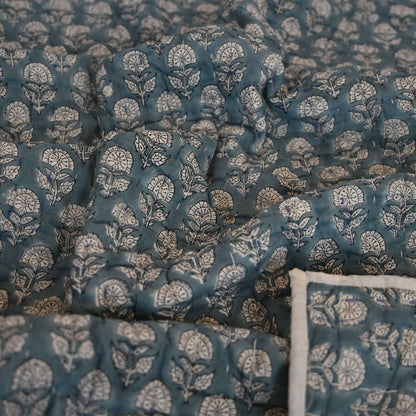 Corran Floral Hand Block Printed Quilt