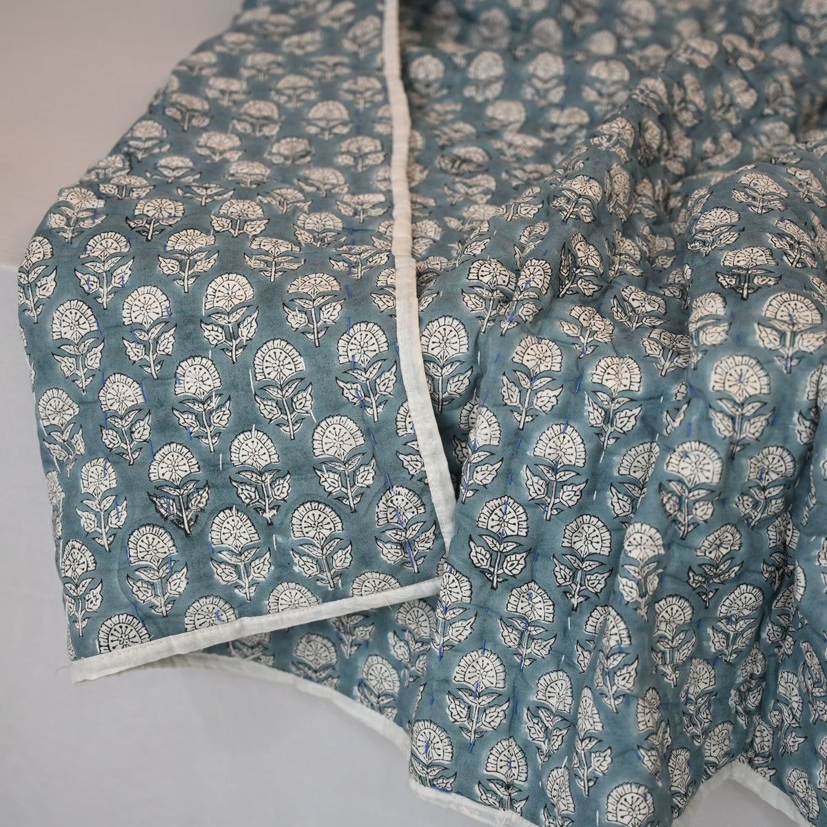 Corran Floral Hand Block Printed Quilt