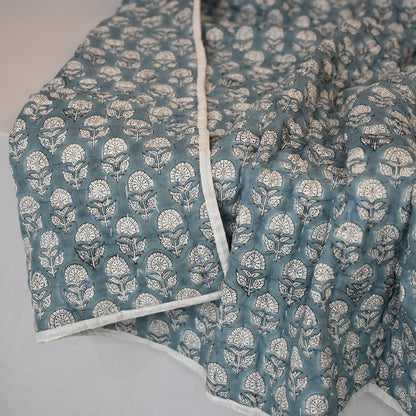 Corran Floral Hand Block Printed Quilt