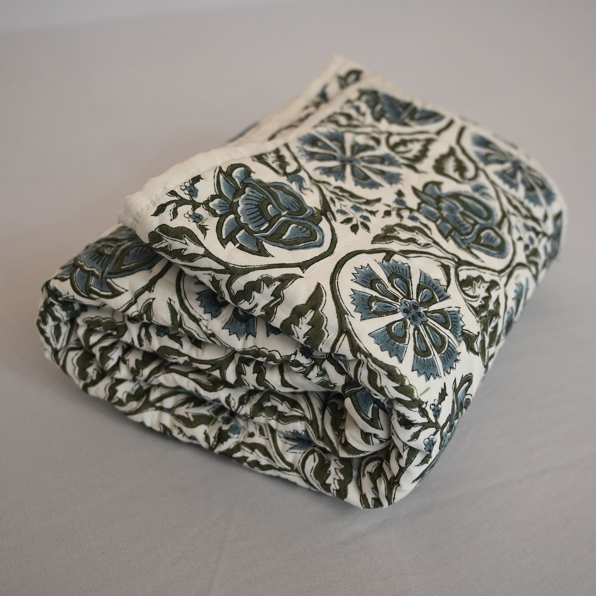 Dalvyn Floral Hand Block Printed Quilt