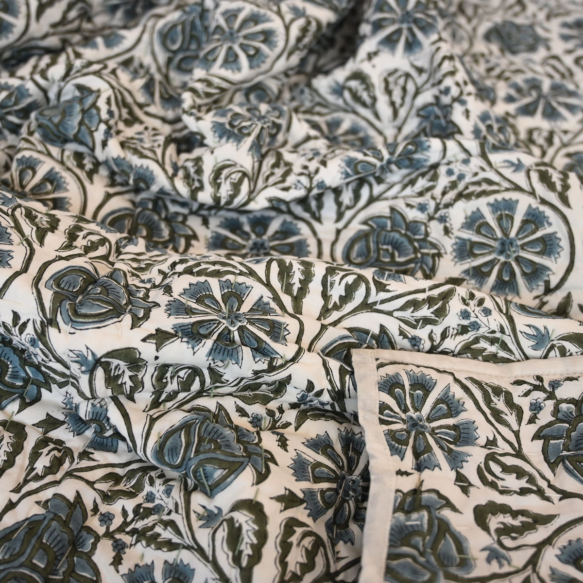 Dalvyn Floral Hand Block Printed Quilt