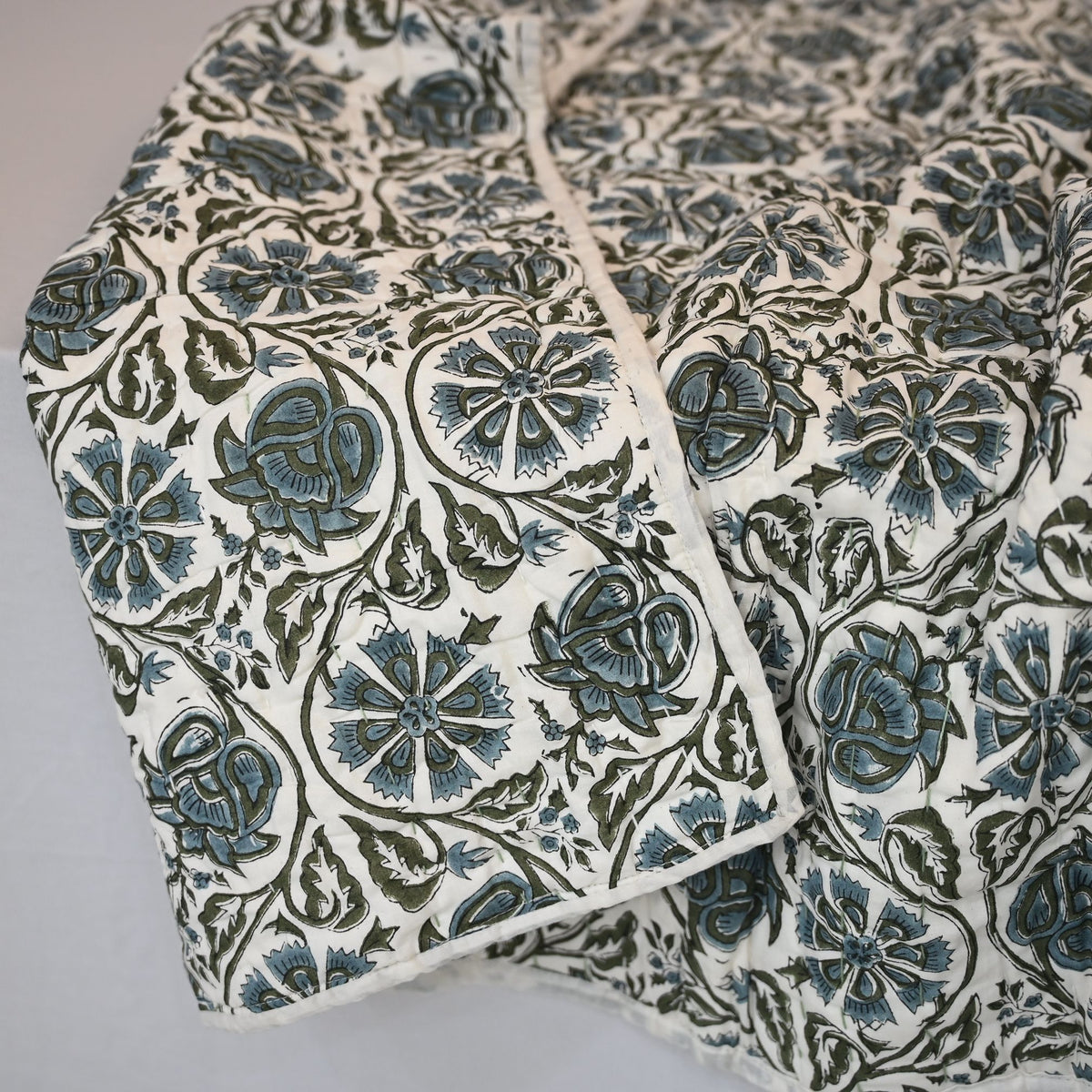 Dalvyn Floral Hand Block Printed Quilt