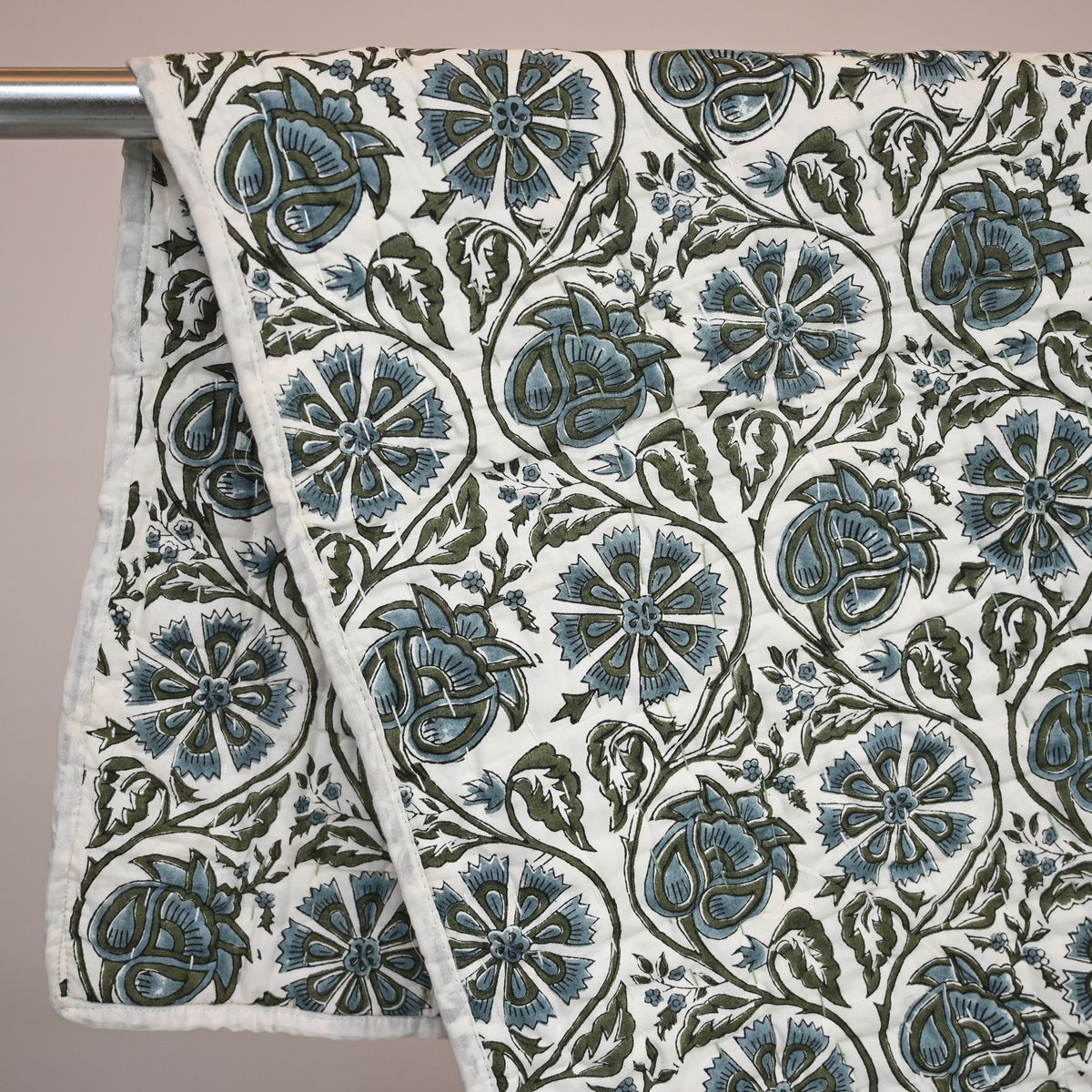 Dalvyn Floral Hand Block Printed Quilt