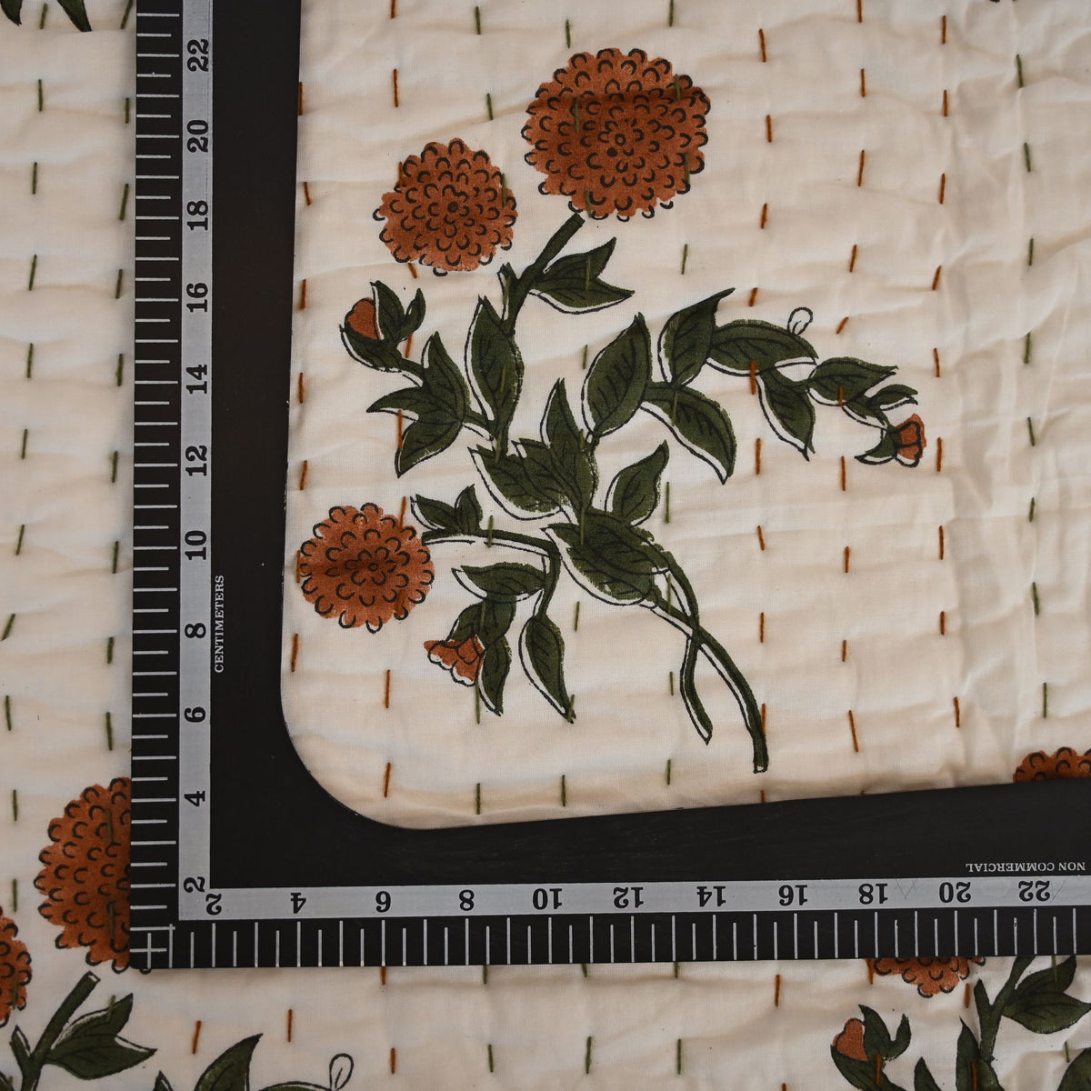 Cavera Floral Hand Block Printed Quilt