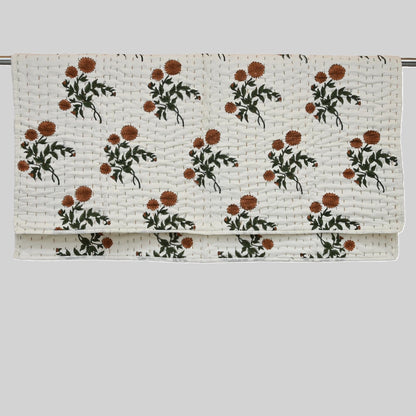 Cavera Floral Hand Block Printed Quilt