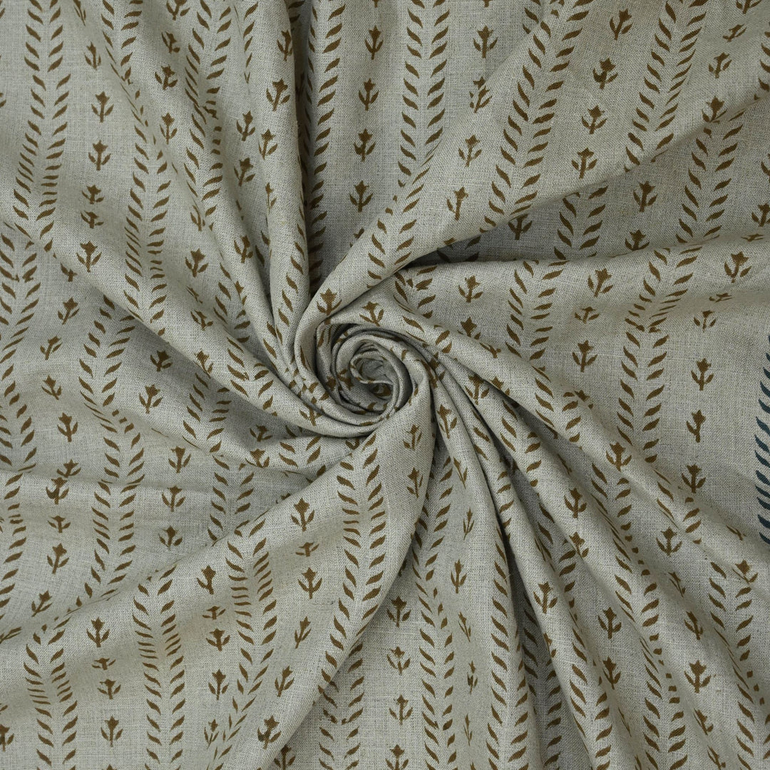 Artisan Block Print Linen Fabric -  6